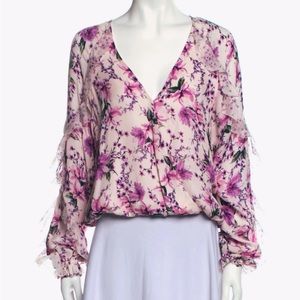 NWT Cami NYC 100% Silk The Eden Blouse in Pink Azalea Pink Wallflower Size S